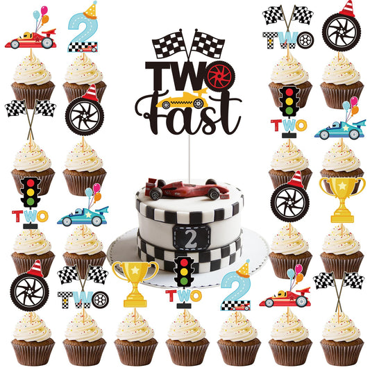 Hokinaa two fast cake topper large for instant party centerpiece.