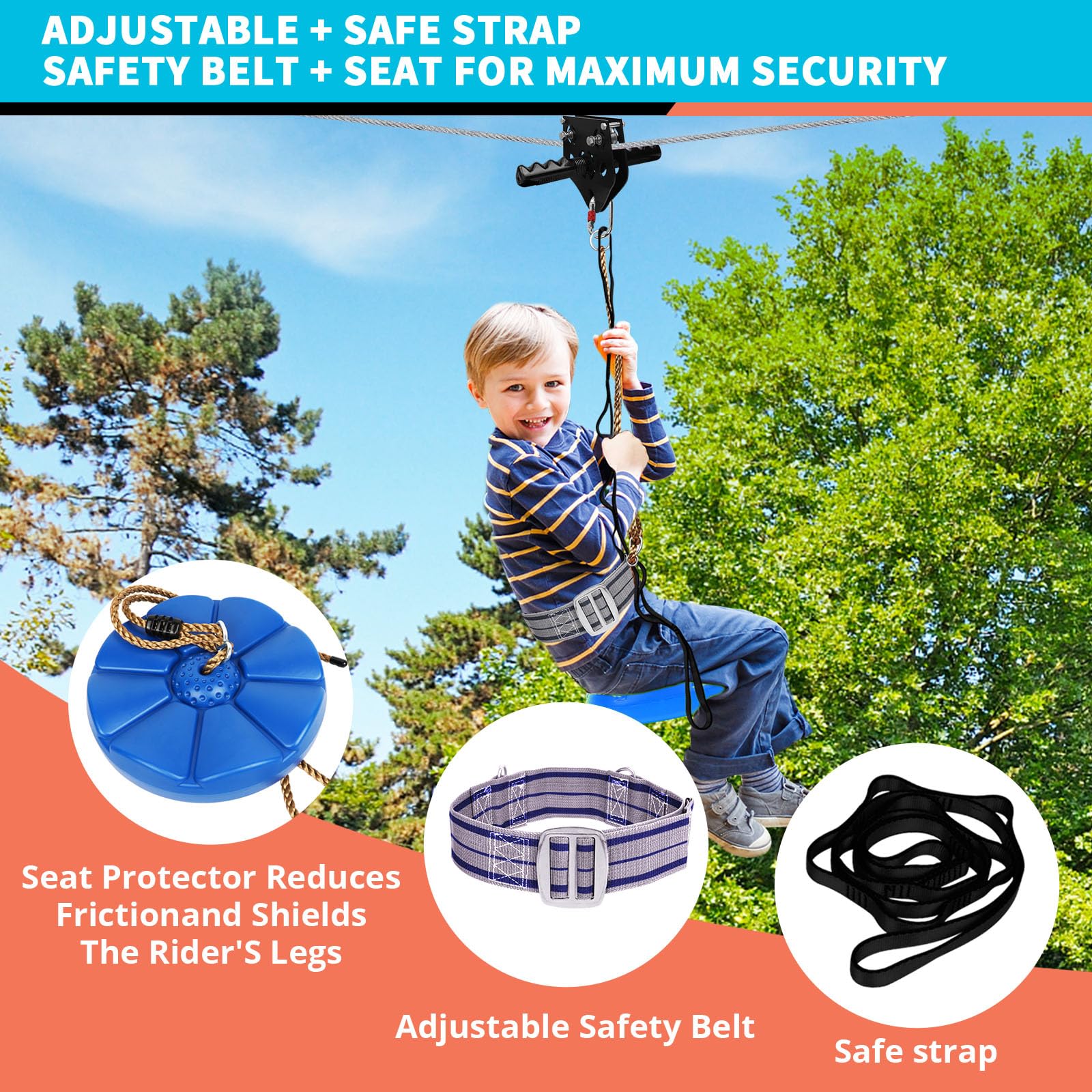 HOKINETY Zip Line in action for family use by kids and adults.