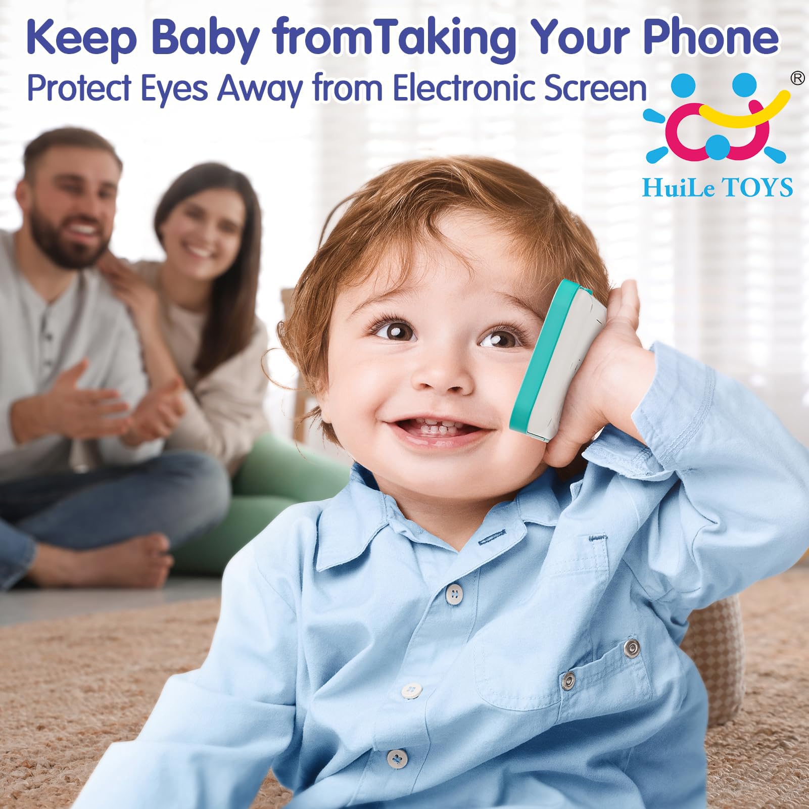 Hola Baby Phone Toy side view showing bright lights and easy grip