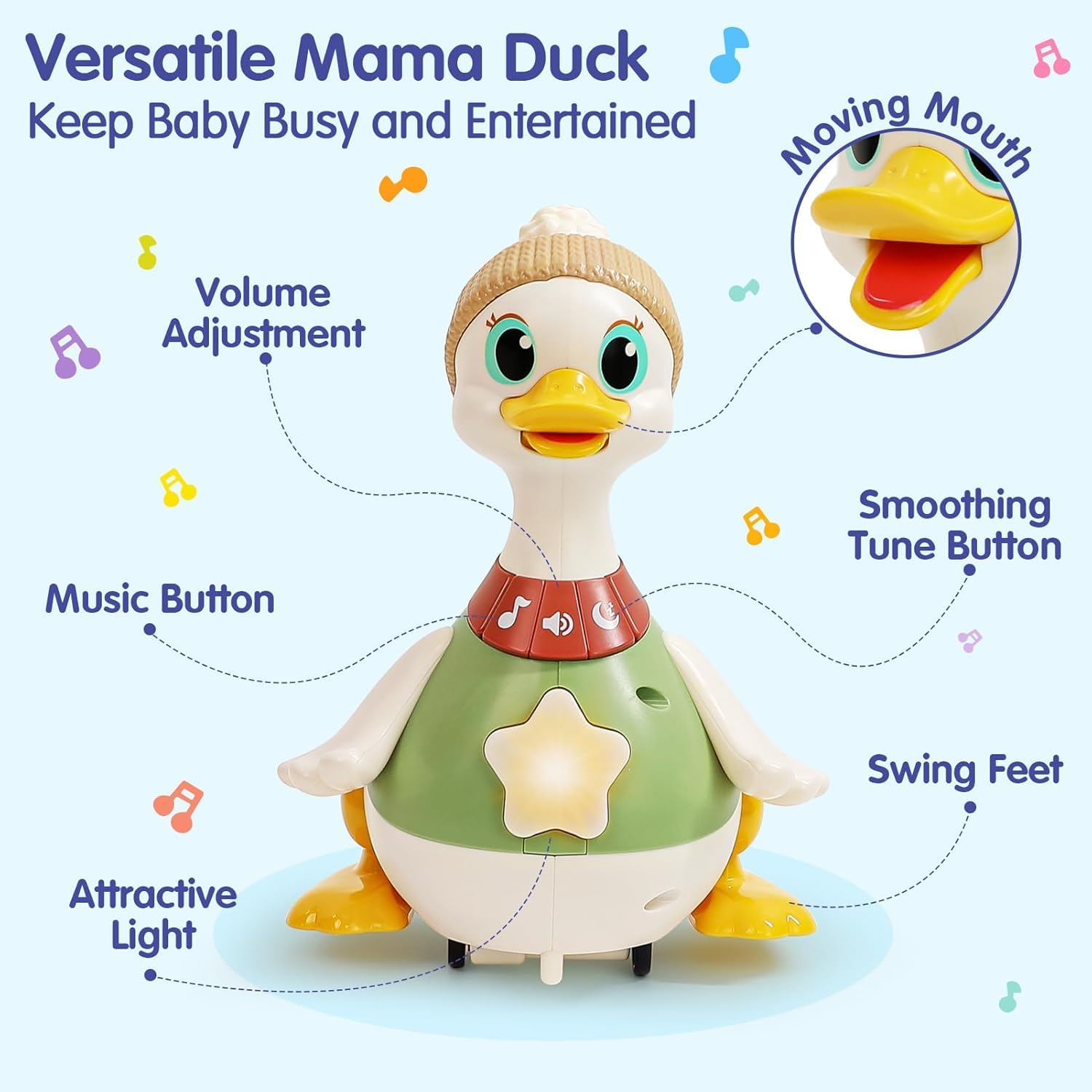 HOLA duck promotes crawling with movement and lights for exploration
