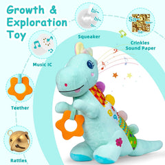 Holaxander Baby Dino plush body squeaker promotes interactive play