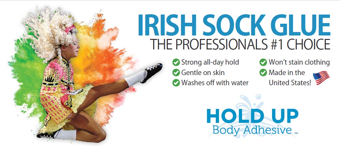 Hold Up Body Adhesive applied to thigh-high to demonstrate secure fit.