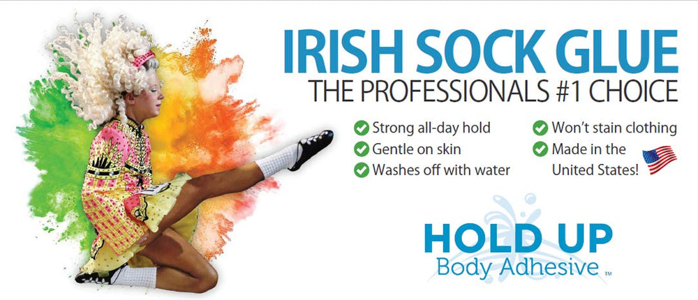Hold Up Body Adhesive applied to thigh-high to demonstrate secure fit.