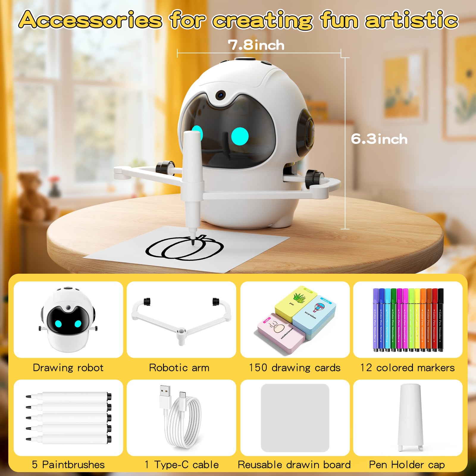 HOLIBIBE drawing robot contents packaging shows all included accessories