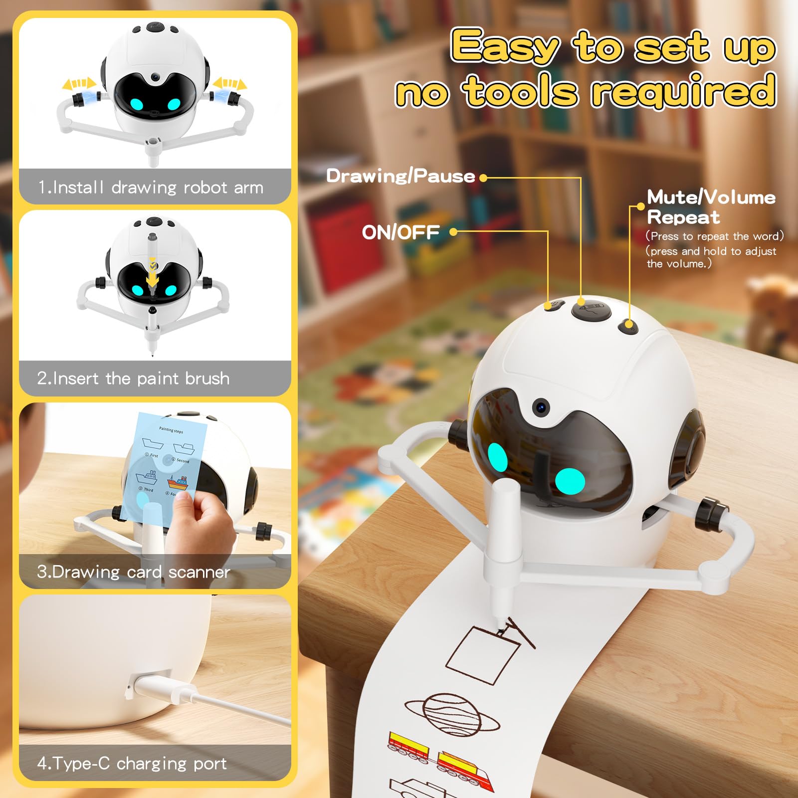 HOLIBIBE drawing robot themed worlds spark cognitive awareness and exploration