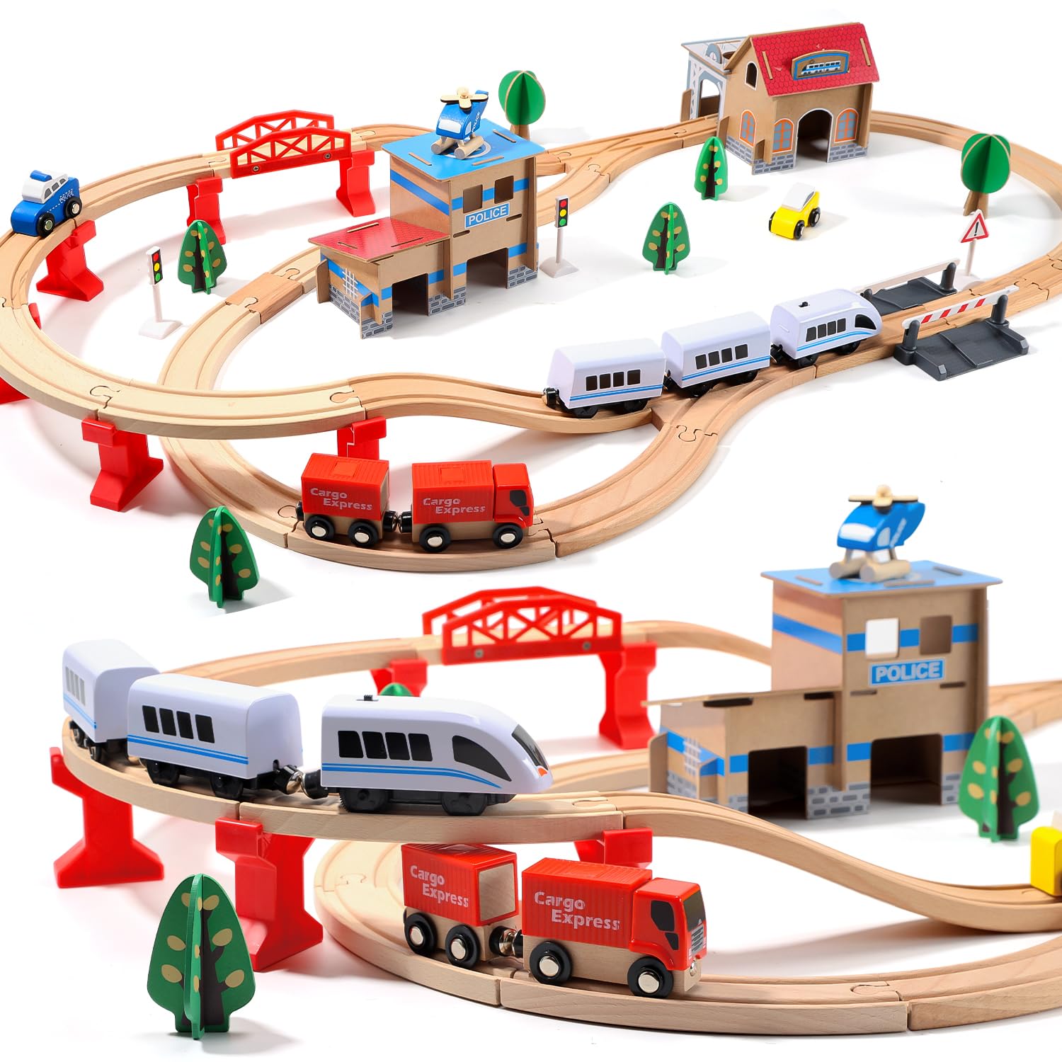 HOLYFUN electric toddler train set 88-piece kit for imaginative play