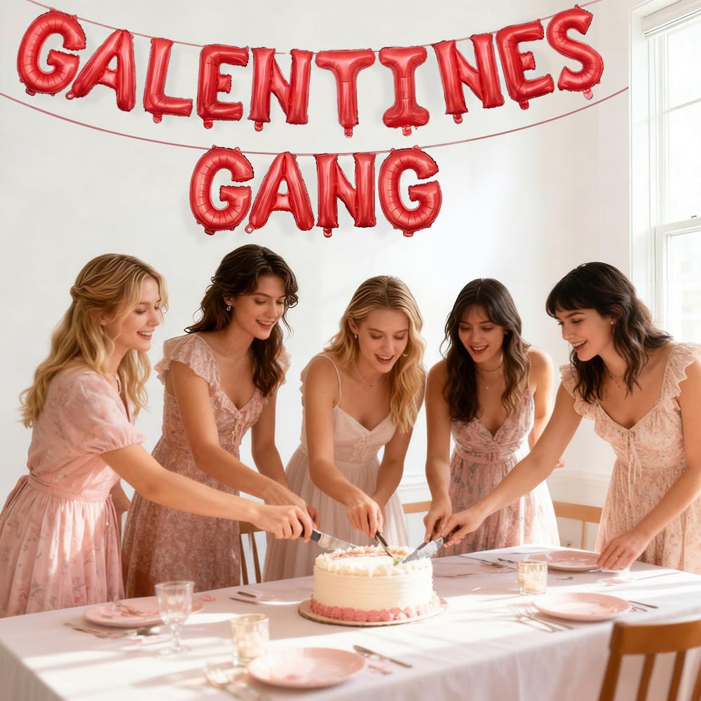 Holiwoer Galentines banner table wrap, adds charm to dining or dessert stations.