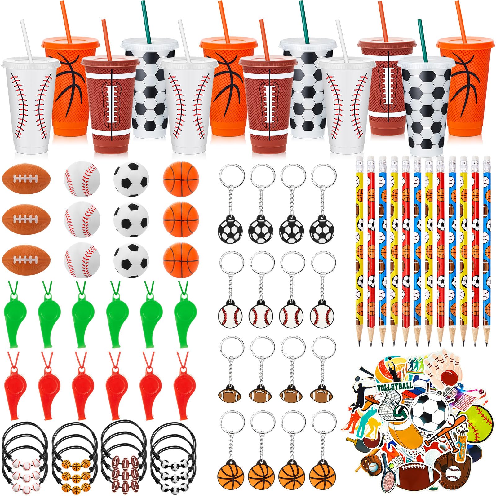 Hollowfly 12-piece sports cups with lids and straws for effortless party favors