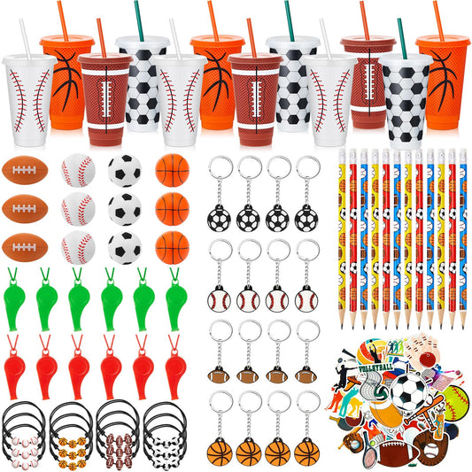 Hollowfly 12-piece sports cups with lids and straws for effortless party favors