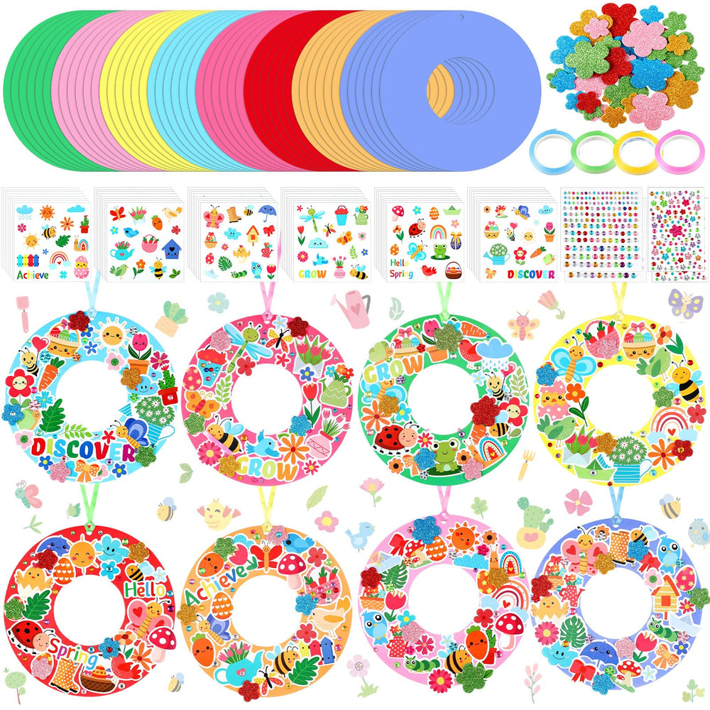 Hollowfly 48 sets spring wreath craft kit, complete contents for group DIY