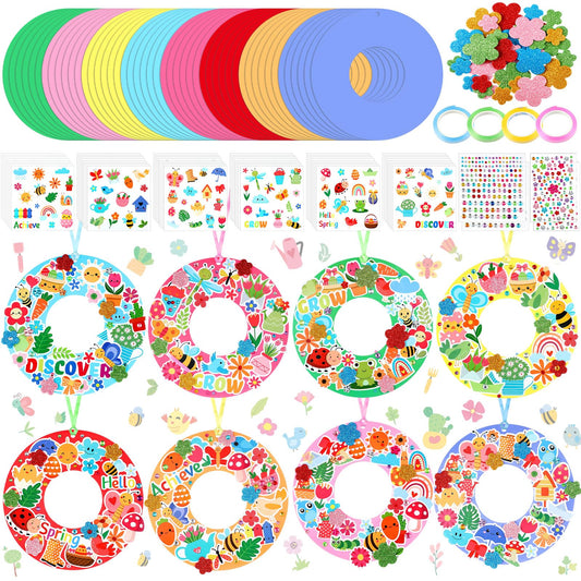 Hollowfly 48 sets spring wreath craft kit, complete contents for group DIY