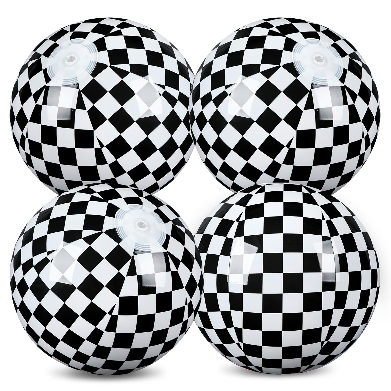 Hollowfly checkered flag beach ball in action, ideal for pool parties.