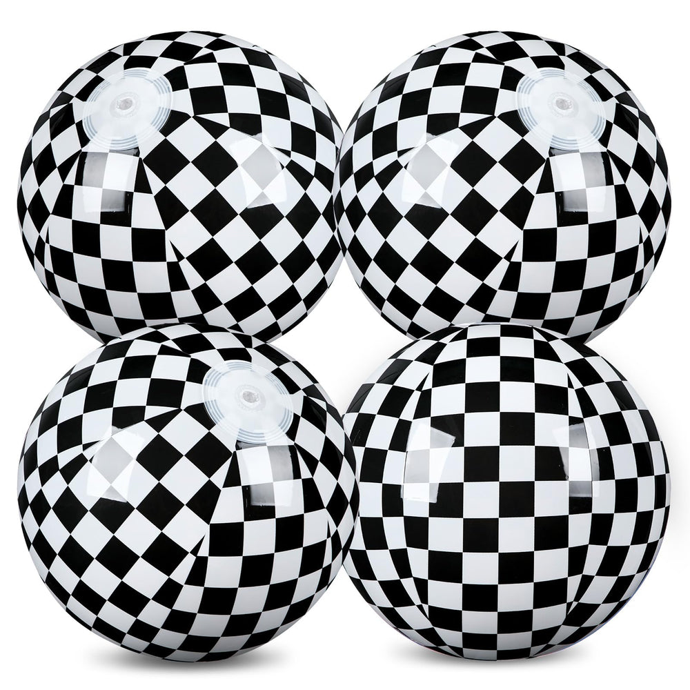 Hollowfly checkered flag beach ball in action, ideal for pool parties.