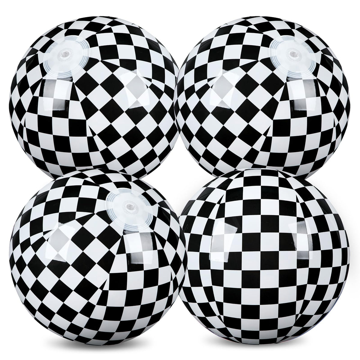 Hollowfly checkered flag beach ball in action, ideal for pool parties.