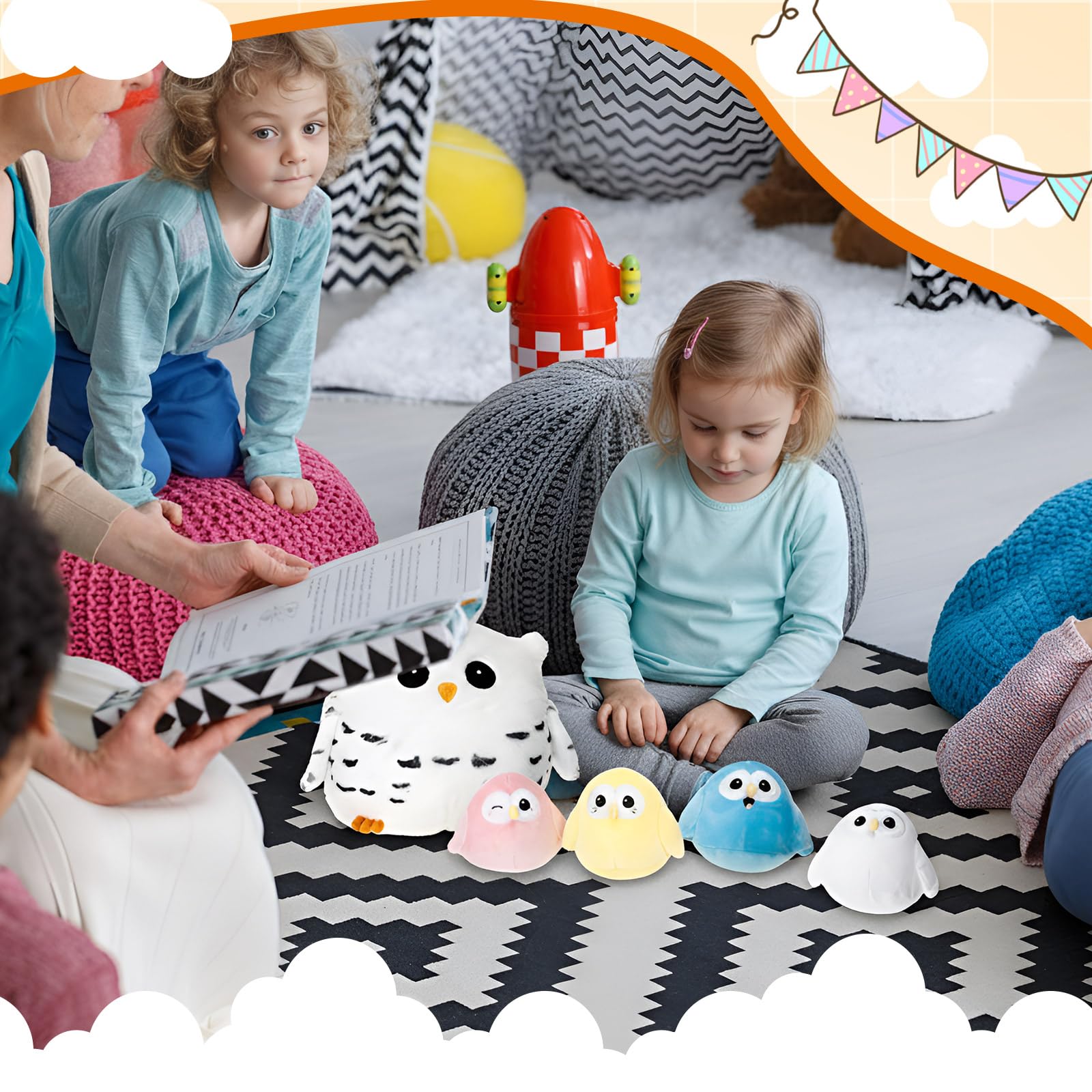 Hollowfly Easter Owls snowy white baby owl 4 inch soft friend.