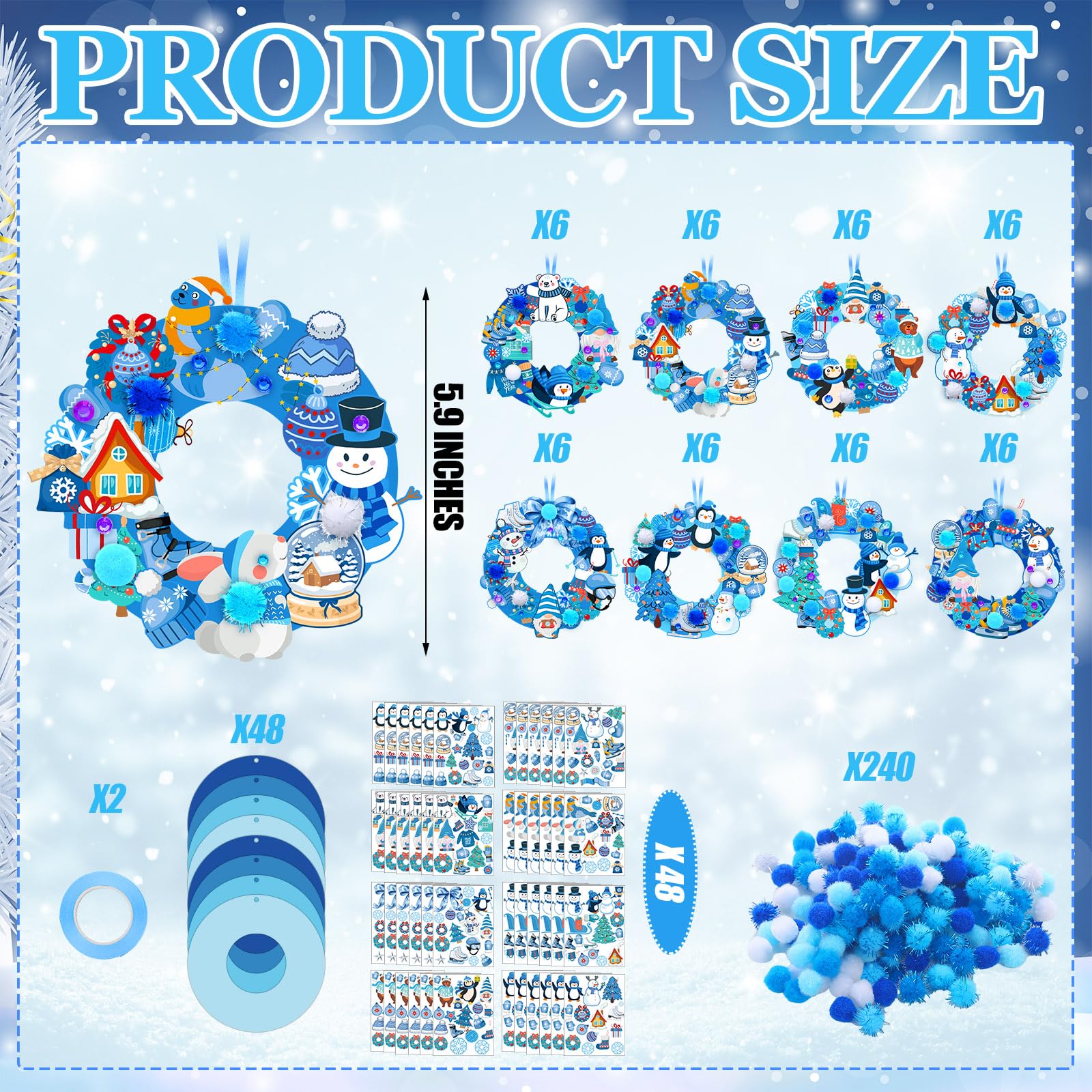Hollowfly foam snowflake stickers add bright seasonal accents.
