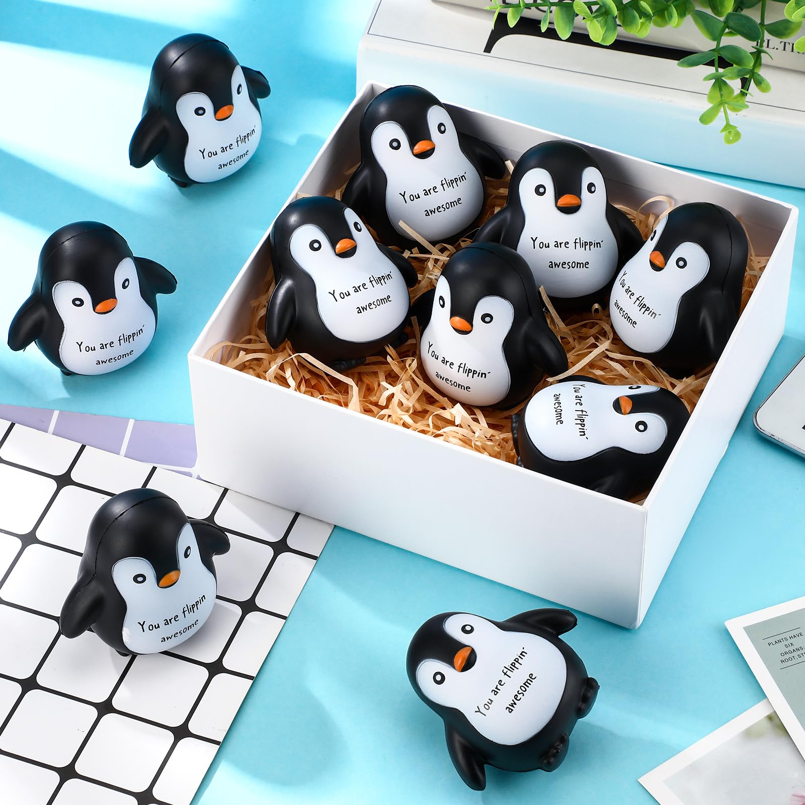 Hollowfly office desk use penguin stress ball supports focus and stress relief.
