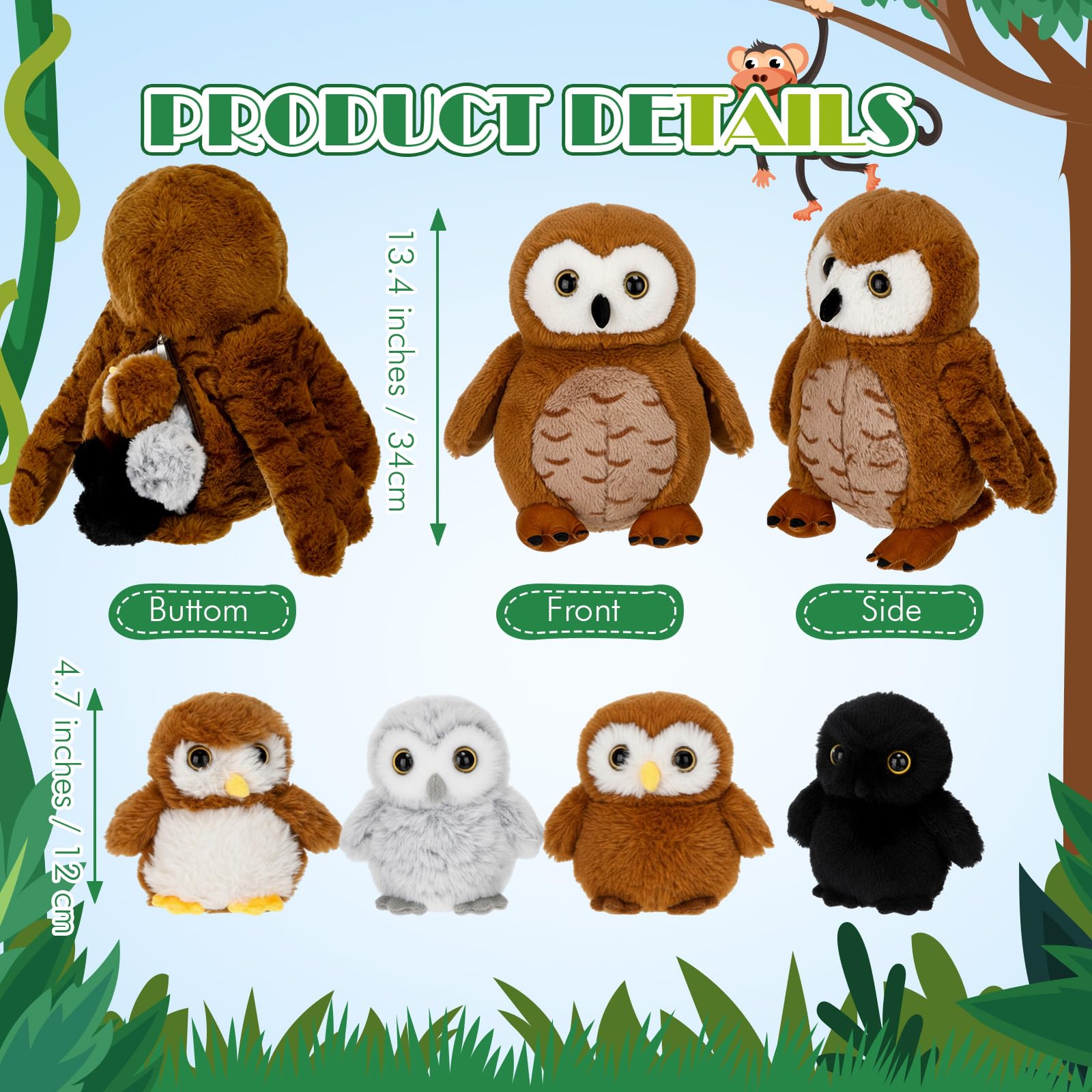 Hollowfly owl plush set in gift packaging for birthdays