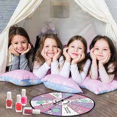Hollowfly spa party game includes spinner, turntable, instruction sheet.