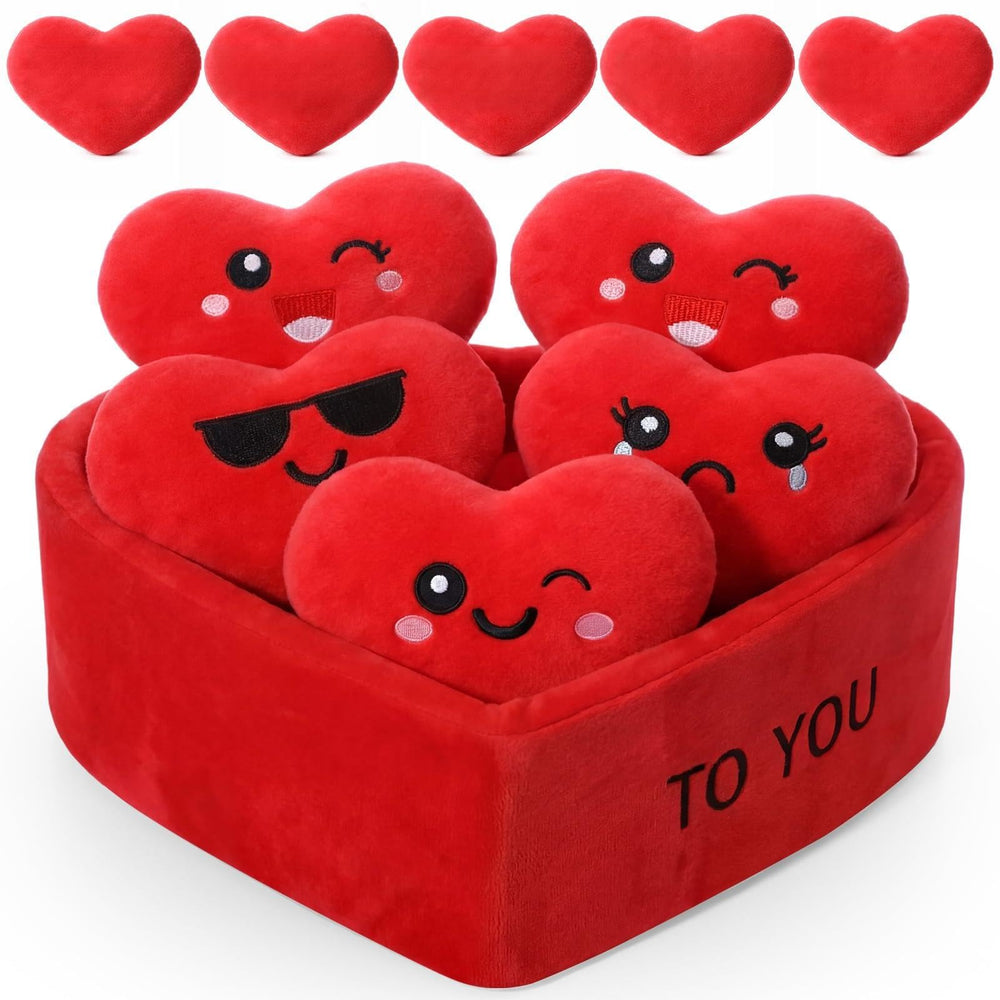 Hollowfly valentines heart plush set with five mini hearts for meaningful gifts