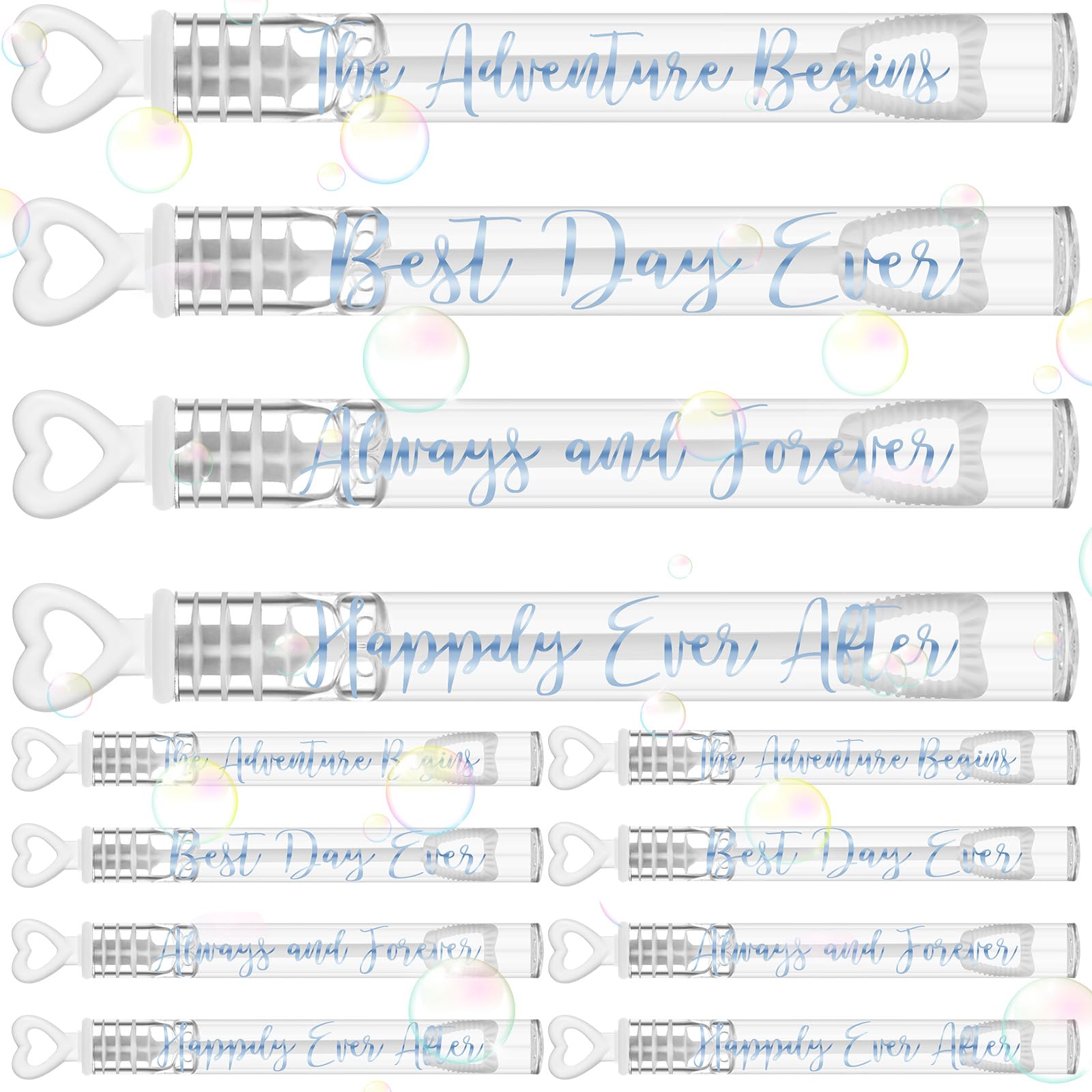 Hollowfly wedding mini bubble wand with heart design in white and blue