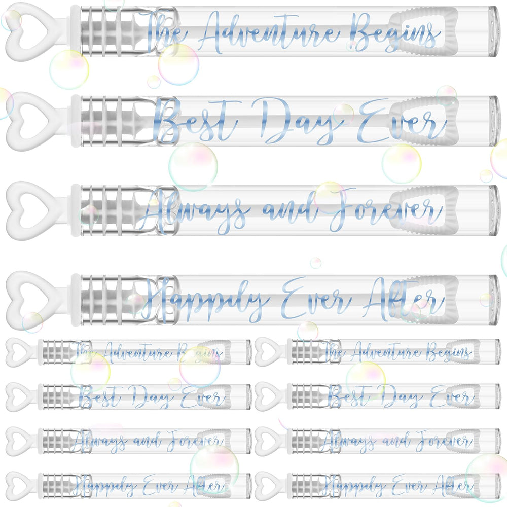 Hollowfly wedding mini bubble wand with heart design in white and blue