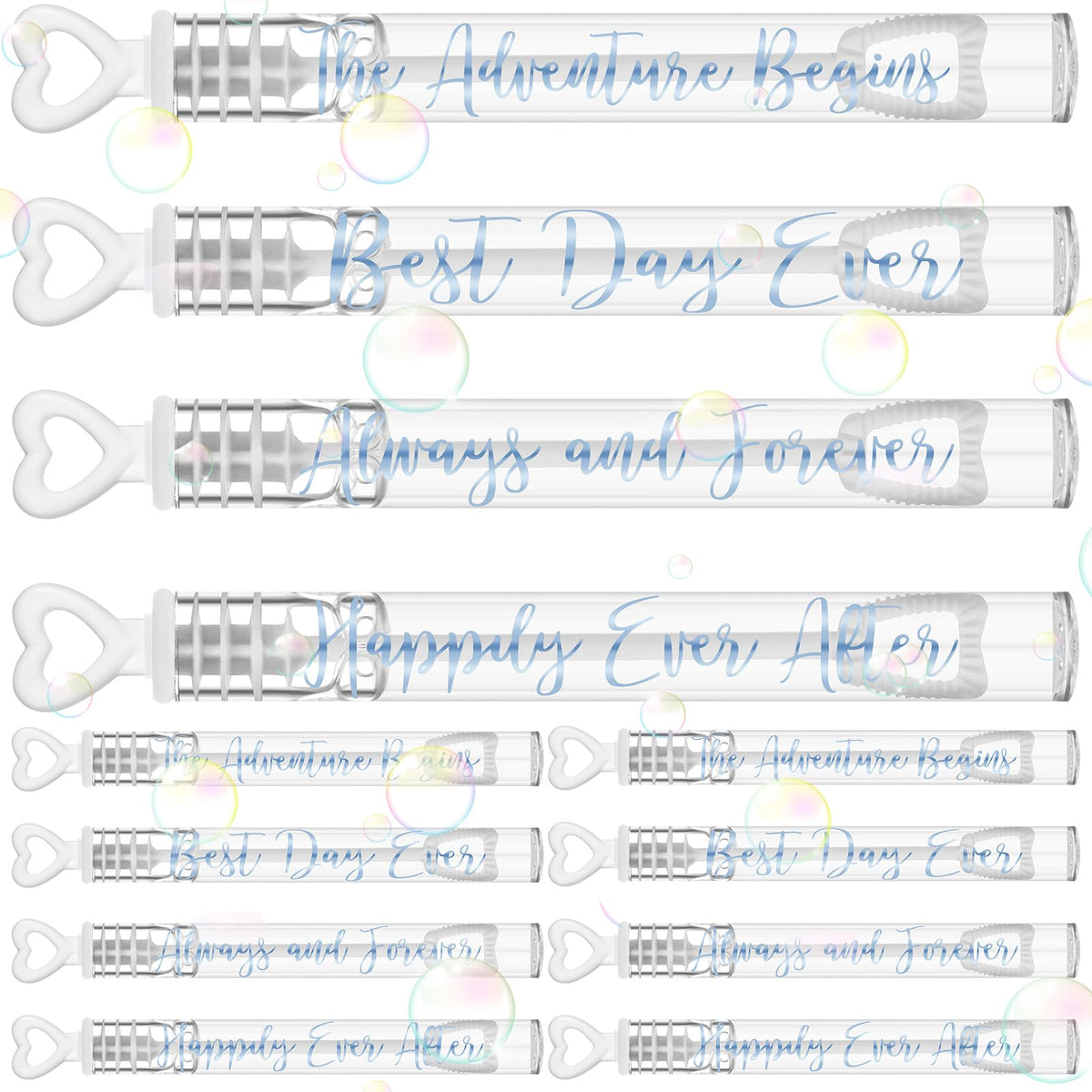 Hollowfly wedding mini bubble wand with heart design in white and blue