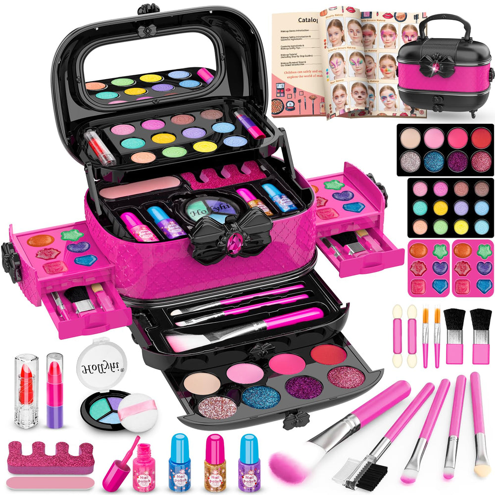 Hollyhi rose carrying case for kids makeup kit, easy storage and pretend play