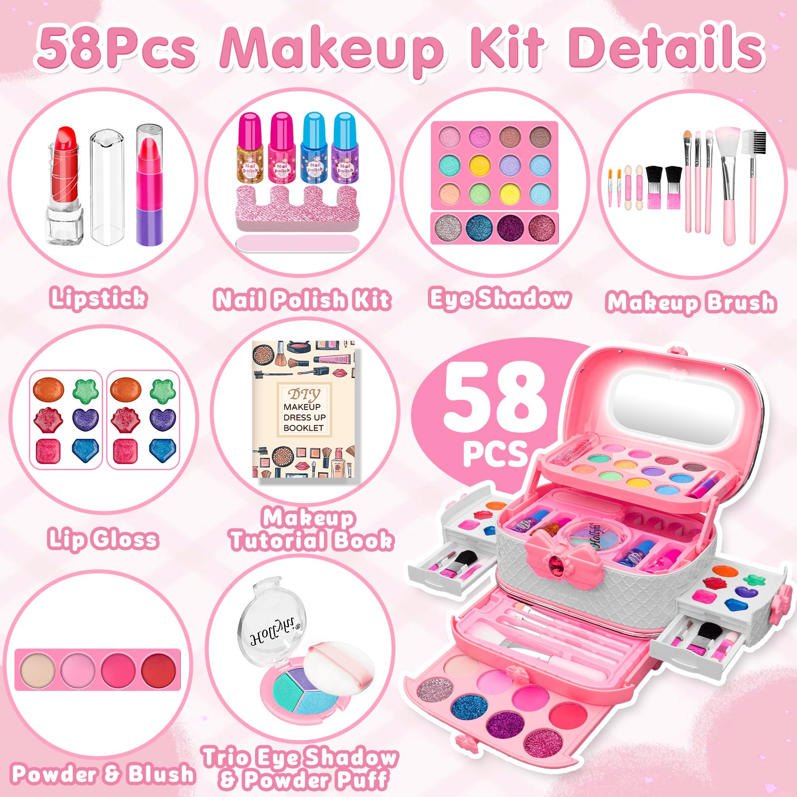 Hollyhi makeup palette and brushes for kid-friendly creativity and color practice