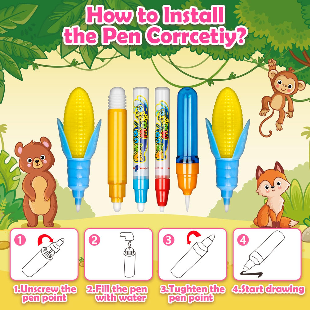 Hollyhi Aqua Water Doodle Mat drawing template helps guide early writing.