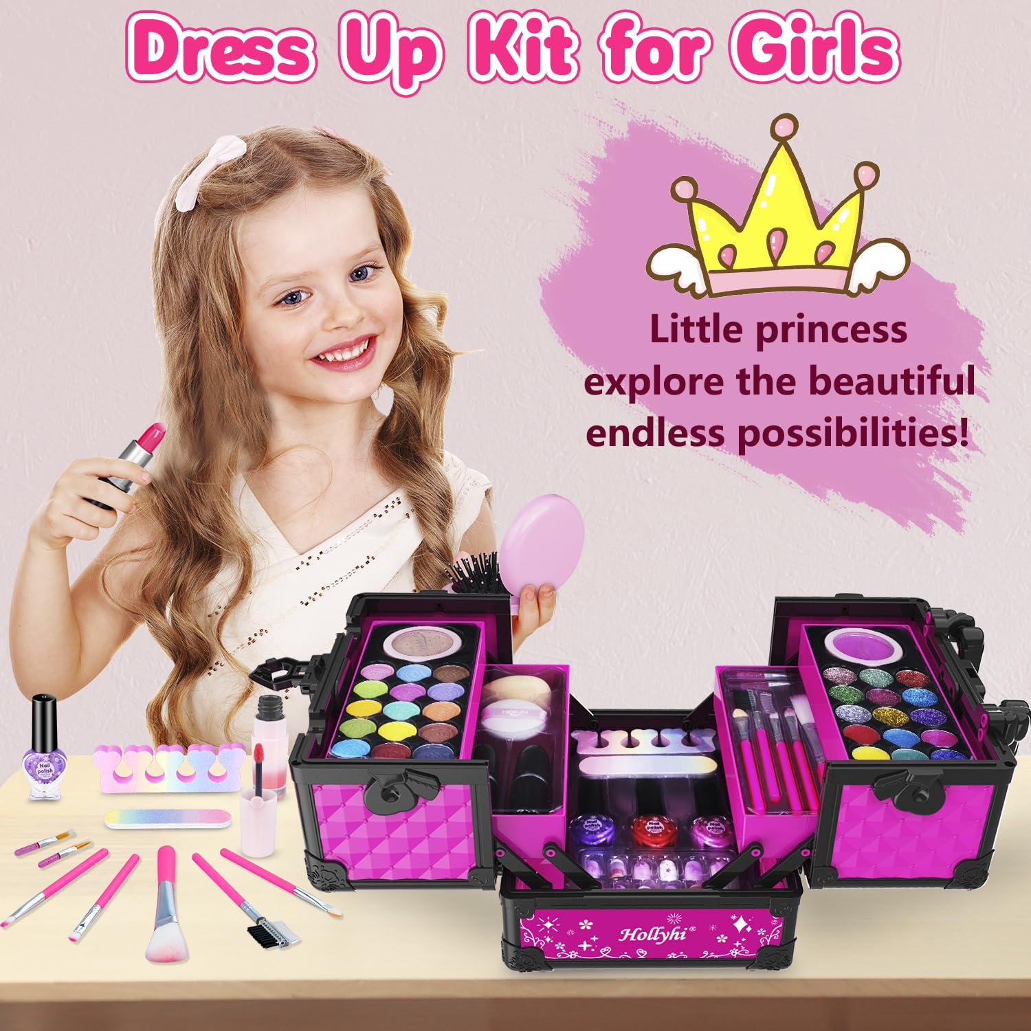 Hollyhi makeup tutorial booklet guiding imaginative pretend beauty play