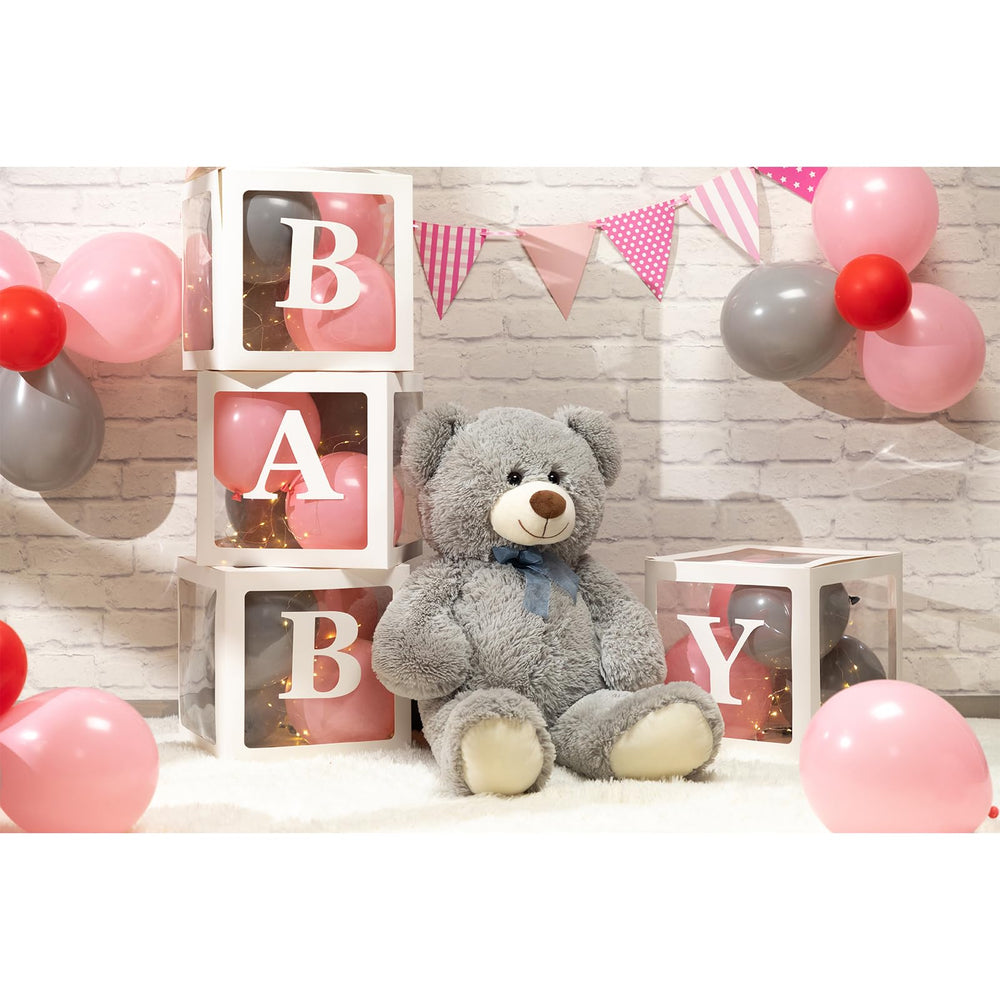 HollyHOME big teddy bear gray securely stitched eyes and bow ensure long-lasting charm.