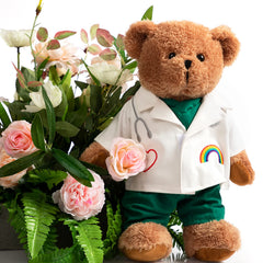 HollyHOME Doctor Bear with jointed head and limbs for poseable display