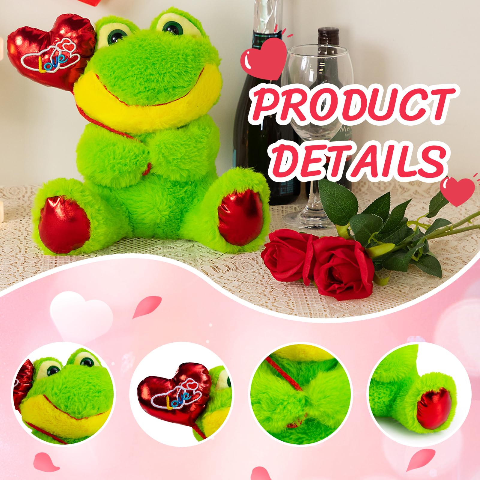 HollyHOME frog red heart balloon adds a romantic touch for gifting.