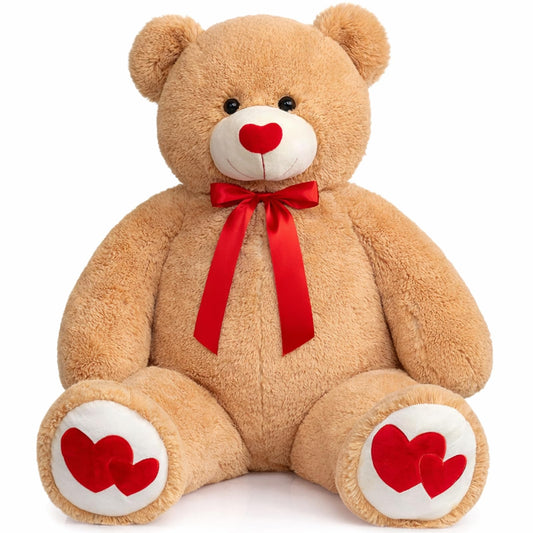 HollyHOME giant teddy bear, 48-inch tan plush for cozy snuggling and decor
