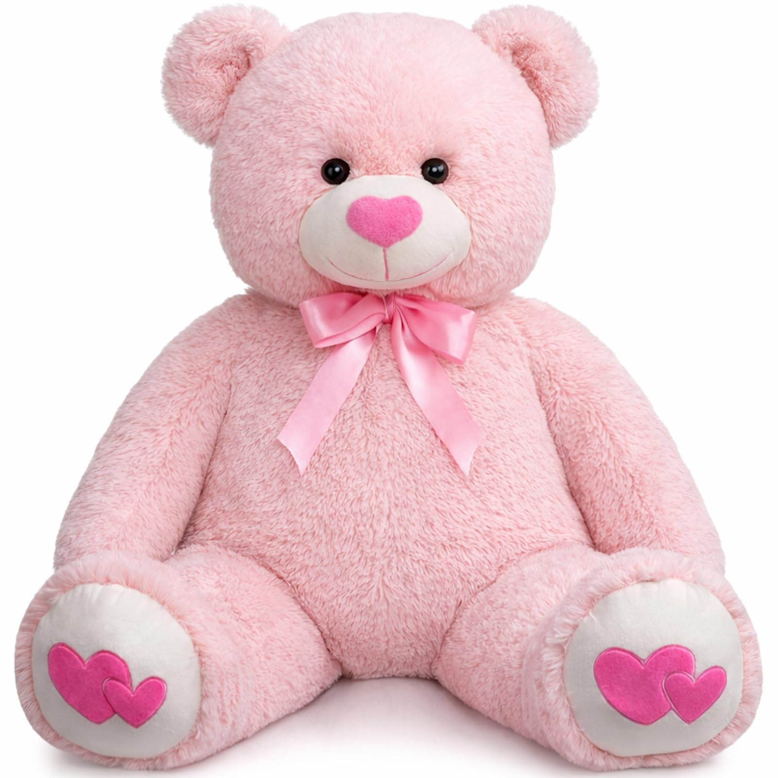 HollyHOME giant teddy bear 4ft pink with heart design, a cozy friend for hugs