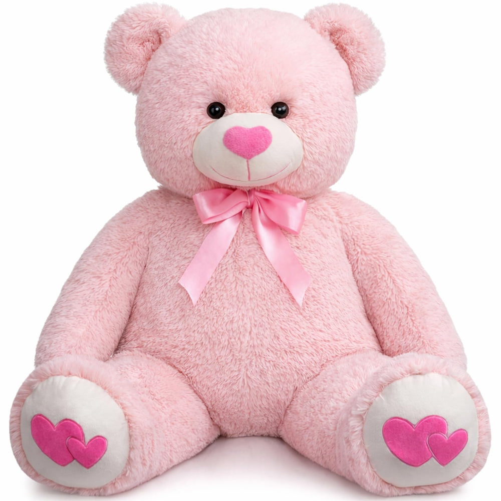HollyHOME giant teddy bear 4ft pink with heart design, a cozy friend for hugs