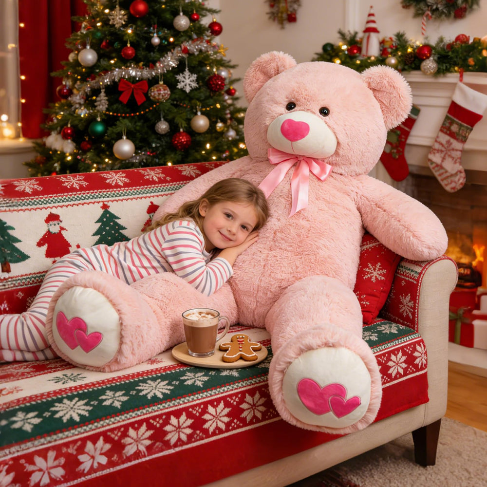 HollyHOME teddy bear used as bedroom decor, charming centerpiece