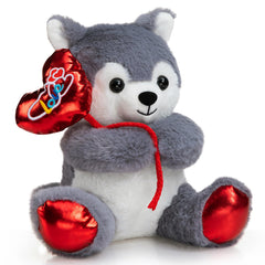 HollyHOME husky decorative plush for Christmas and holiday decor.