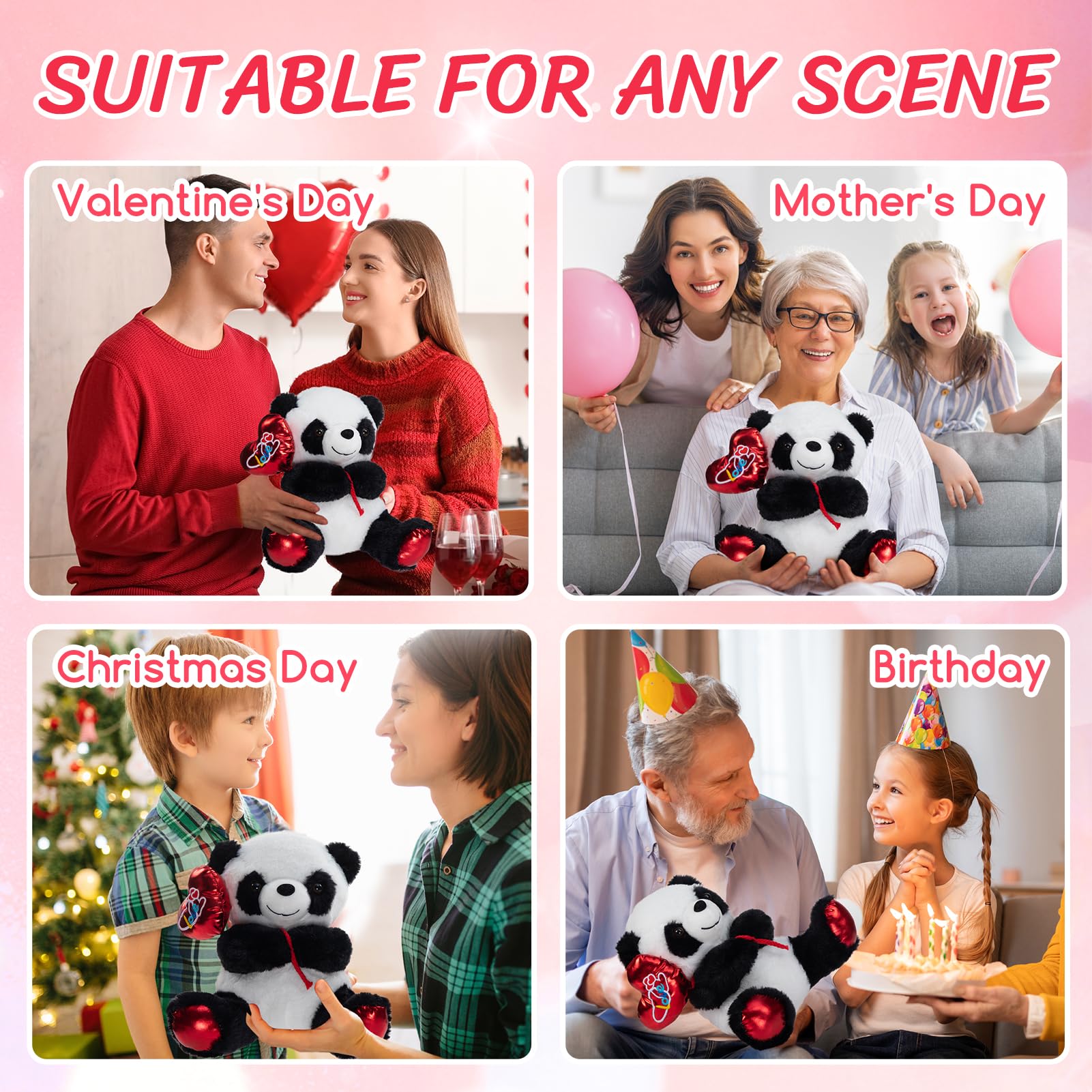 HollyHOME panda plush made with durable materials for lasting cuddles.