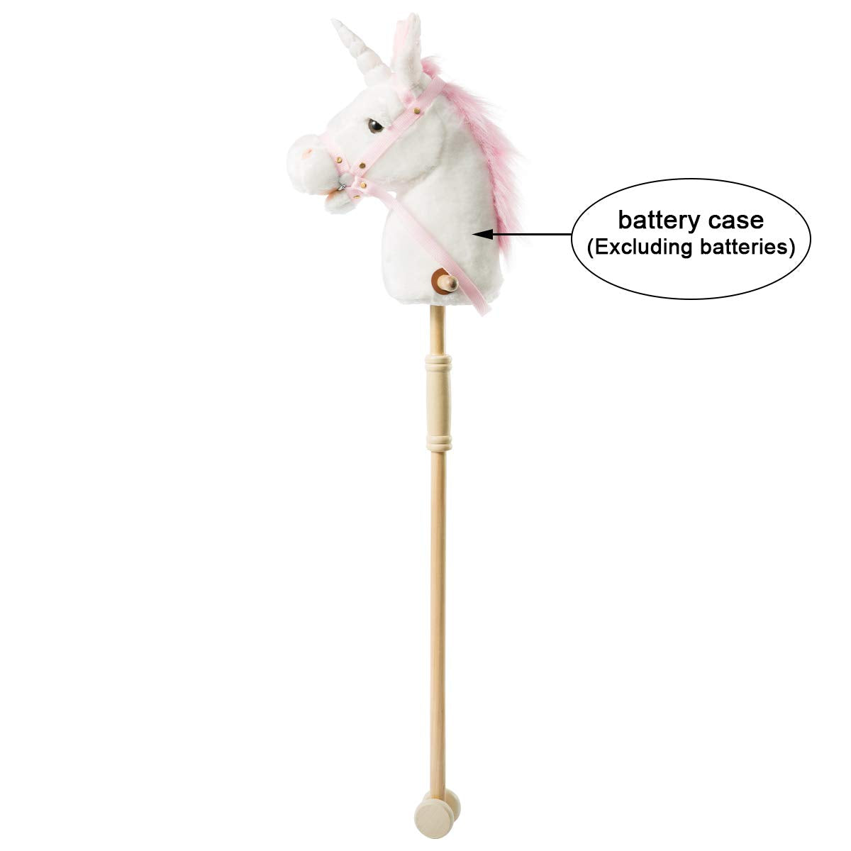 HollyHOME unicorn stick horse wooden stick and wheels for stability
