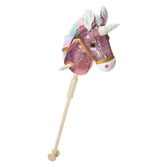 HollyHOME Sequin Unicorn Stick Horse with wheels supports active play and balance.