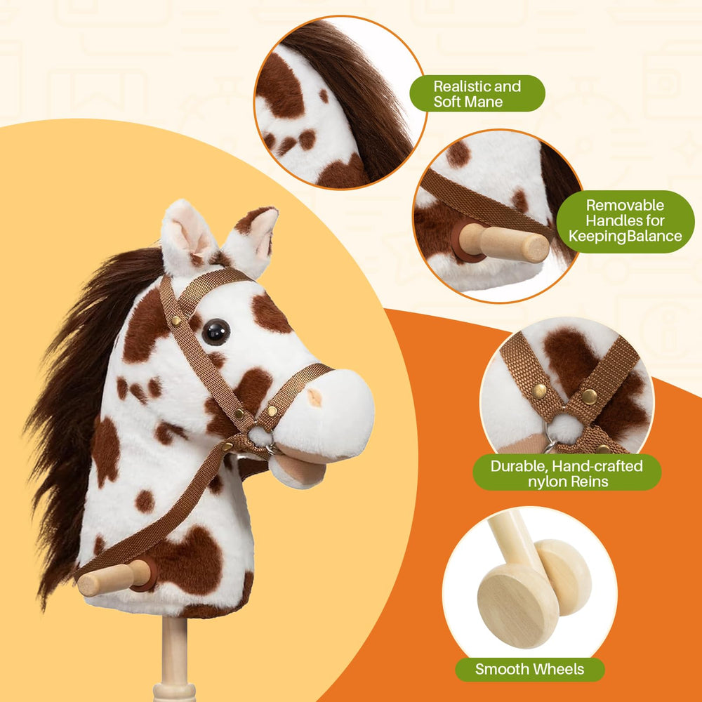 HollyHOME stick horse 36-inch size shown on floor for scale