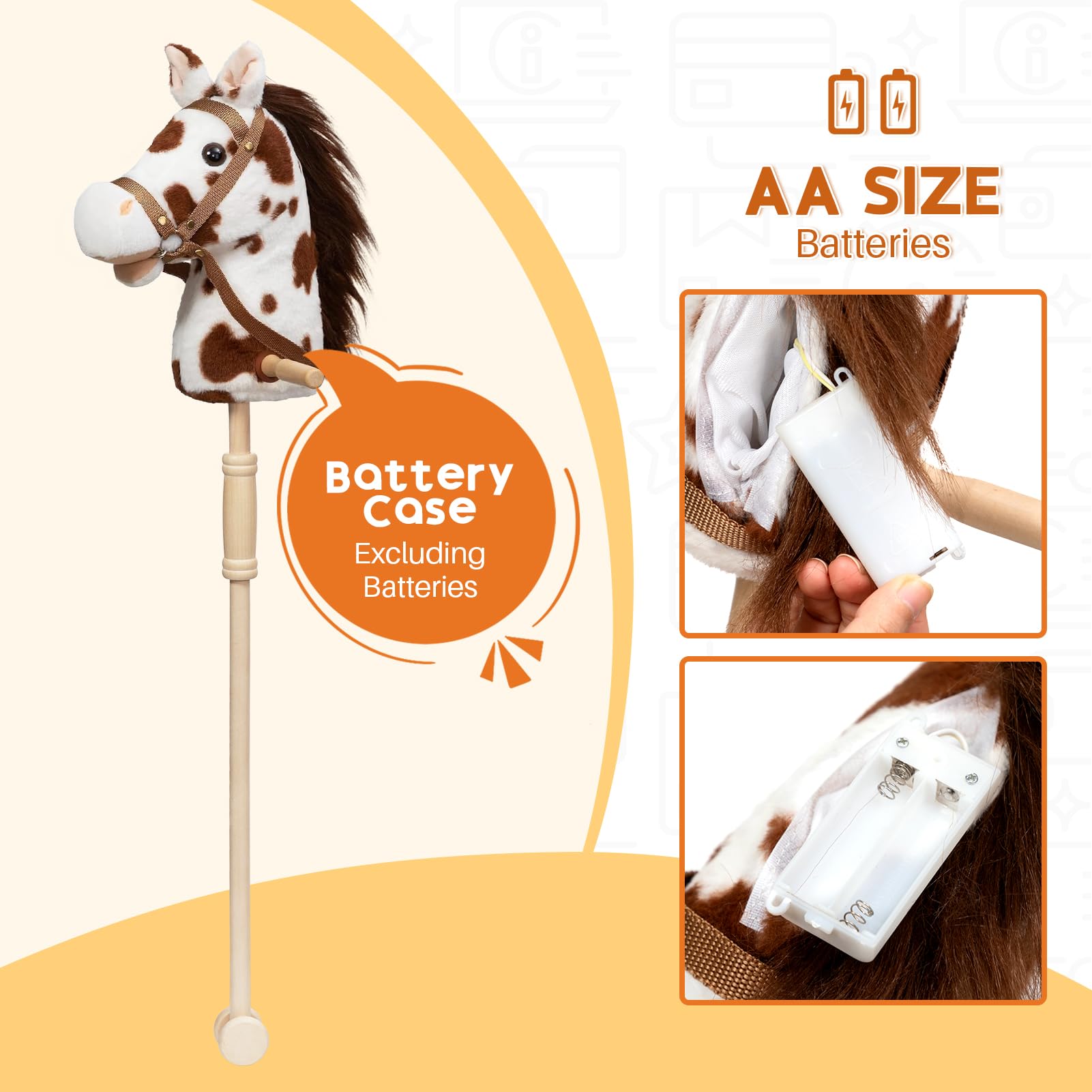 HollyHOME stick horse durable materials with plush head and nylon reins