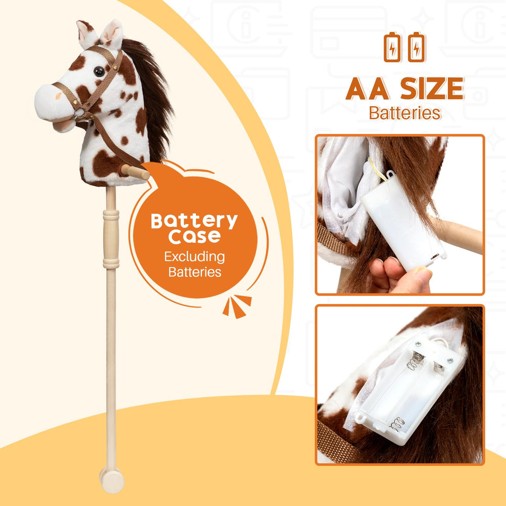 HollyHOME stick horse durable materials with plush head and nylon reins