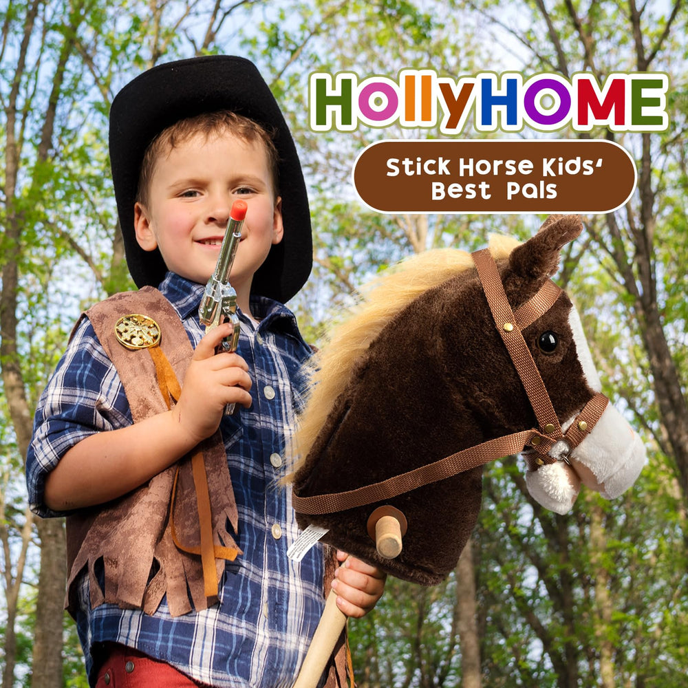 HollyHOME chocolate-colored plush horse ready for imaginative rides.