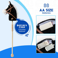 HollyHOME stick horse plush ears press activates neighing and galloping sounds.