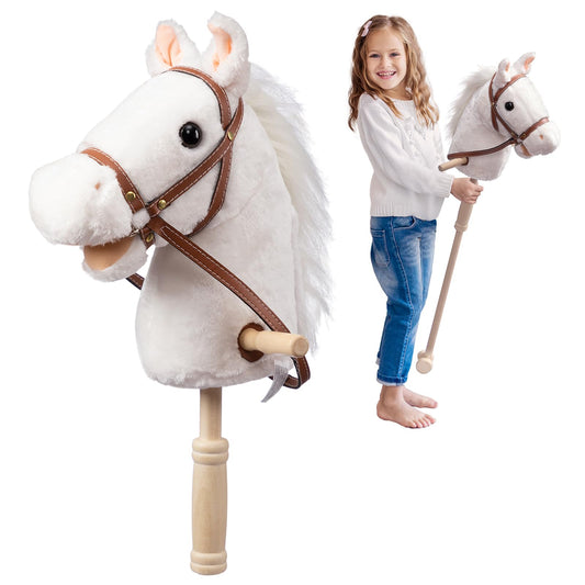 HollyHOME stick horse plush head with soft fur for imaginative play and balance