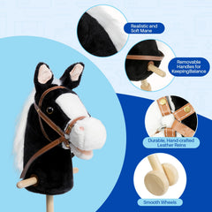HollyHOME stick horse plush reins with leather detailing for realistic role-play.