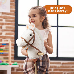 HollyHOME stick horse plush reins showing authentic riding gear